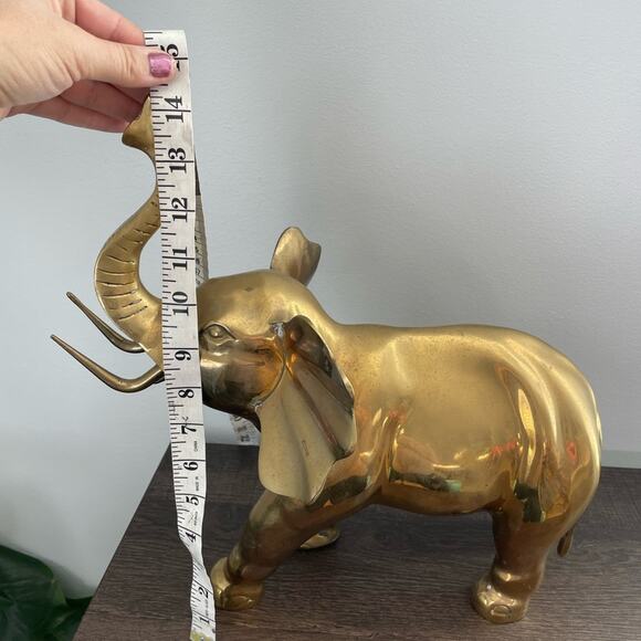 Vintage | Gold Heavy Large Brass Elephant Decor Design Shelf Boho Bohemian MCM - Picture 8 of 8